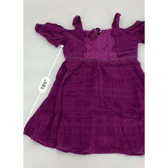 My Michelle Girls Shirt Top Cold Shoulder Crochet Flowy Purple Sz 7 - Picture 3 of 5